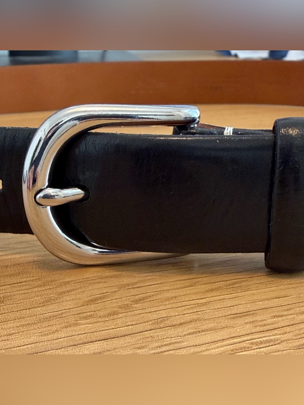 J. Crew Classic Black Italian Leather Men's Belt with Silver Buckle size 34